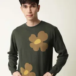 Rare Rabbit Olive Regular Fit Floral Sweatshirt-image-16