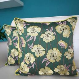 TARA Sparkling Homes Embroidered green Cotton Silk Cushion Cover -  Set of 2-43