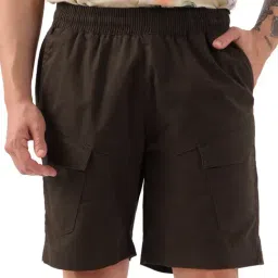 The Souled Store Brown Regular Fit Cargo Shorts-image-96