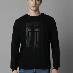 Louis Philippe Black Cotton Regular Fit Printed Sweatshirt-picture-0