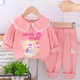 INCLUD Girls Cotton Dream Heart Printed Sweatshirt With Joggers Set-picture-14