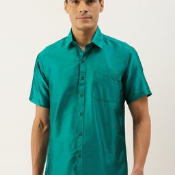 THANGAMAGAN Men Green Solid Casual Shirt-image-124