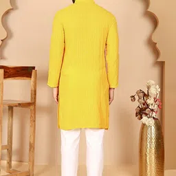 Anouk Rustic Men Ethnic Motifs Embroidered Regular Sequinned Kurta with Pyjamas image 4