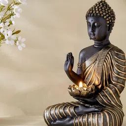 Home Centre Black Buddha Figurine Showpiece-image-4