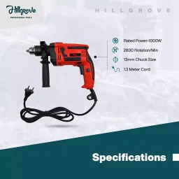 Hillgrove HGCM325M1 1000 W 13 mm Drill Machine, Hand Gloves, 5-in-1 Screwdriver, 6 Pcs  HGCM617 image 4