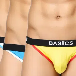 BASIICS by La Intimo Yellow, White & Sky Blue Briefs (Pack of 3)-picture-35