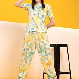 Roadster Printed Round Neck Short Sleeves T-Shirt With Jogger-image-35
