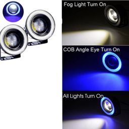AutoBizarre Car Fog Lamp Blue Angel Eye LED DRL Projector Cob Light 89mm (3.5 inches Front, 2.5 inches Back) - Set of 2 image 3