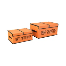 Aura Orange 2 Pieces My Stuff-Printed Double Lid 2 Compartments Drawer Organisers-41