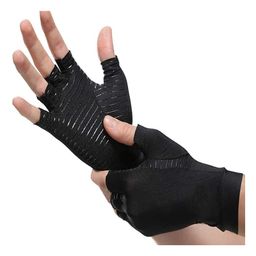 MOMISY Arthritis Copper Infused Finger Less Compression Small Gloves - Black-26