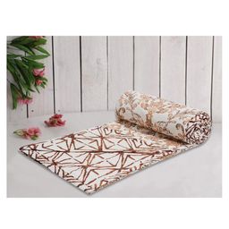 Trance Home Linen Pure Cotton Reversible Dohar Single Bed Size AC Blanket - Ivy Brown-14