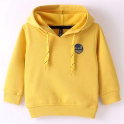 Little Kangaroos Cotton Full Sleeves Solid Colored Hoodie - Yellow-picture-12