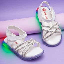 Mine Sole Stones Embellished LED Sandals - White-image-31