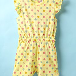 ToffyHouse Single Jersey Knit Half Sleeves Jumpsuits With Floral Print - Yellow-image-106