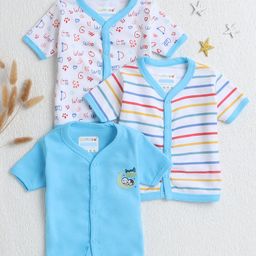 BUMZEE Cotton Knit Half Sleeves Jhablas With Striped & Heart Print - Light Blue-image-38