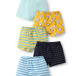 Babyhug 100% Cotton Single Jersey Knit Trunk with Panda Print & Stripe Design Pack of 5 - Multicolor-image-66