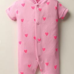 Kidi Wav Half Sleeves Hearts Printed Romper - Pink-image-26