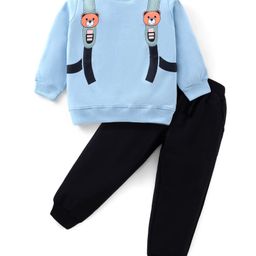 Mark & Mia Terry Knit Full Sleeves Winter Wear Suit With Backpack Print - Light Blue-picture-2
