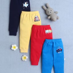 BUMZEE Cotton Knit Pack Of 4 Vehicles Printed Pajamas - Yellow & Red-image-26