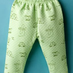 Tango Fleece and Woollen Full Length Pant with Vehicle Print - Light Green-picture-44