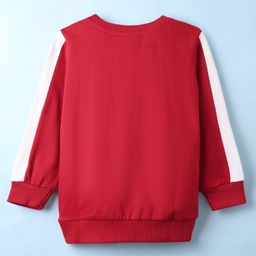 BUMZEE Looper Knit Full Sleeves Text Printed Sweatshirt With Sequin Detailing - Red image 2