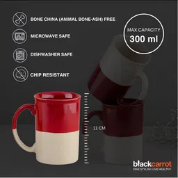 BlackCarrot Red & White 2 Pieces Printed Glossy Ceramic Tall Mugs image 2