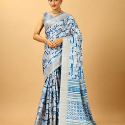 A.V.M. SILK MILLS Floral Printed Zari Saree-image-96