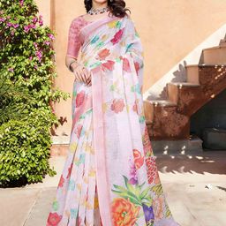 ZILVIRA Floral Zari Pure Cotton Block Print Saree-18