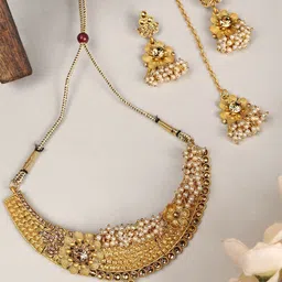Anouk White Gold-Plated Artificial Stones Studded And Beaded Jewellery Set-10