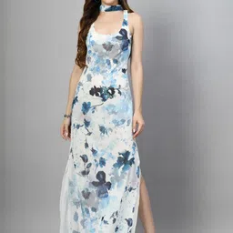 SMERA MART Floral Print Crepe Maxi Dress-image-1
