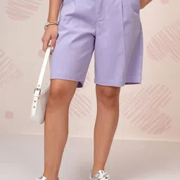 Tokyo Talkies Women Regular Fit High-Rise Chino Shorts-image-10