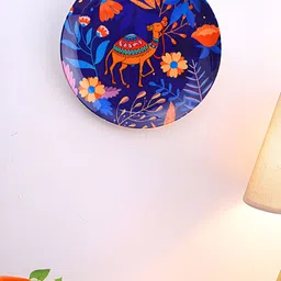 PENTADECO Navy Blue & Red Printed Ceramic Wall Plates-8