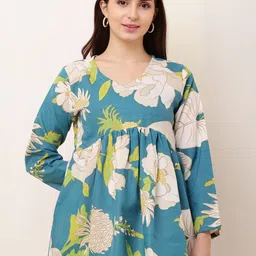Bright Nex Floral Print Cotton Longline Top-picture-23