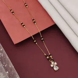 ABDESIGNS Gold-Plated American Diamond Studded & Beaded Mangalsutra-79