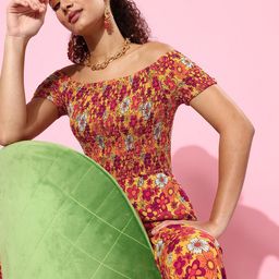 People Women Stylish Mustard Printed New Neckline Jumpsuit-27