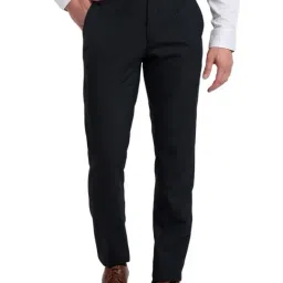 Raymond Blue Polyester Slim Fit Solid Trousers-image-34