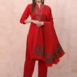 Rangriti Red Straight Fit Printed Kurta-picture-2