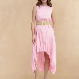 RAREISM Pink Cotton Striped Sleeveless Dress-picture-5