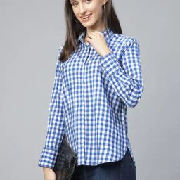 Hancock White-Blue Cotton Checks Shirt-image-98