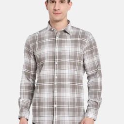 Mettle Grey Cotton Regular Fit Checks Shirt-image-42