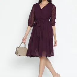 DRAAX Fashions Puff Sleeve Fit & Flare Dress-image-52