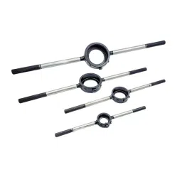 A.D INTERNATIONAL Round Die Stock Handle with Knurled Grip Alloy Steel Construction and 1 inch, 2 inch, 13/16 inch, 1-1/2 inch (25.4 mm, 50.8 mm, 20.63 mm, 38.1 mm) Size, N3-PF9R-FS6W (Set of 4)-1