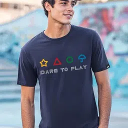 Bewakoof Blue Regular Fit Graphic Printed T-Shirt-image-23