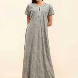 Sweet Dreams Grey Cotton Printed Night Dress-picture-31