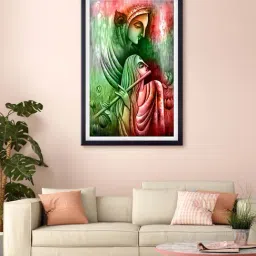 999store Green & Red Radha Krishna Printed Canvas Painting-30