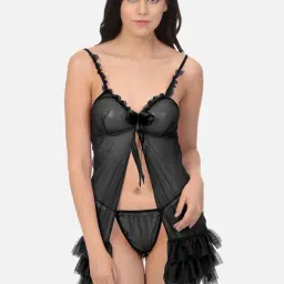 Mod & Shy Black Babydoll With G String-image-60