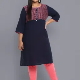 Aurelia Royal Blue Printed Regular Fit Kurta-picture-10