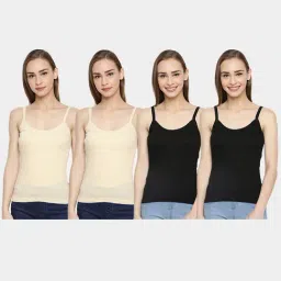 Dollar Missy Black & Beige Cotton Camisole - Pack of 4-image-74