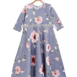 Ahalyaa Kids Sky Blue Floral Print Dress-image-39