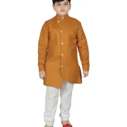 SG Yuvraj Kids Dark Yellow Regular Fit Kurta Set-image-49